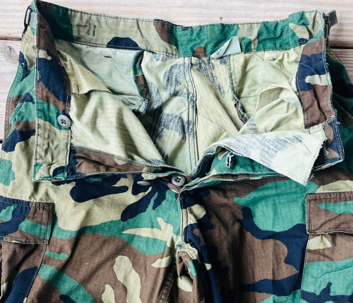 US Army Woodland Camo BDU Combat Trousers Medium Regular Green Brown - Image 6